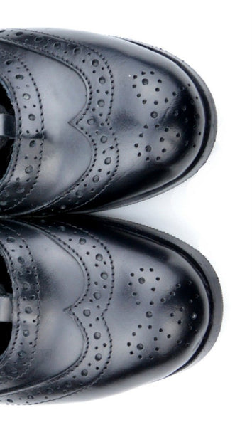 Boys Luxury Black Leather Ghillie Brogues - Toes