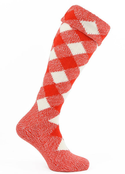 Military Full Officers Diced Hose - Red & White
