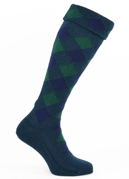 Full Evening Diced Hose - Navy & Tartan Green