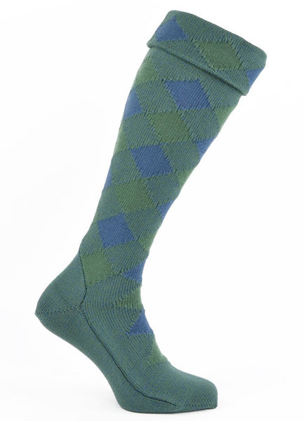 Full Evening Diced Hose - Ancient Green & Ancient Blue