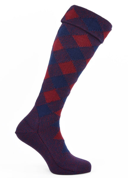 Full Evening Diced Hose - Navy & Claret