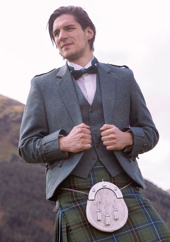 Custom Made Tweed Argyll Jacket & Waistcoat in Highland Green