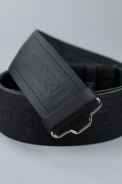 Luxury Black Celtic Leather Kilt Belt