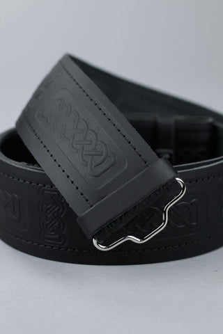 Luxury Black Celtic Leather Kilt Belt