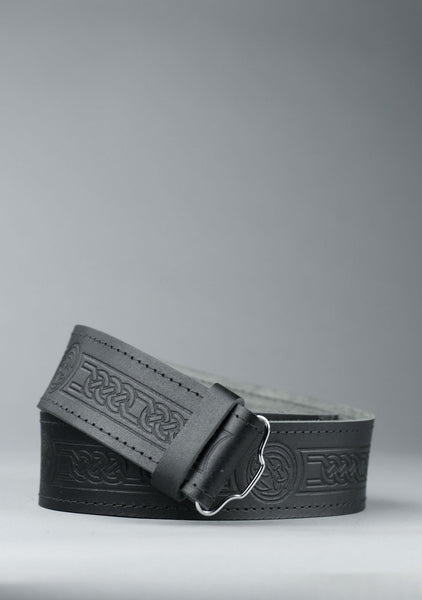 Standard Black Celtic Leather Kilt Belt