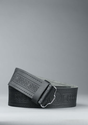 Standard Black Celtic Leather Kilt Belt