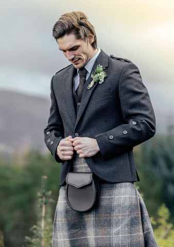 Custom Made Tweed Braemar Jacket & Vest in Charcoal Arrochar