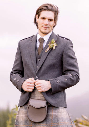 Custom Made Tweed Braemar Jacket & Vest in Charcoal Arrochar