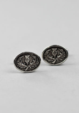 Oval Scottish Thistle Pewter Cufflinks