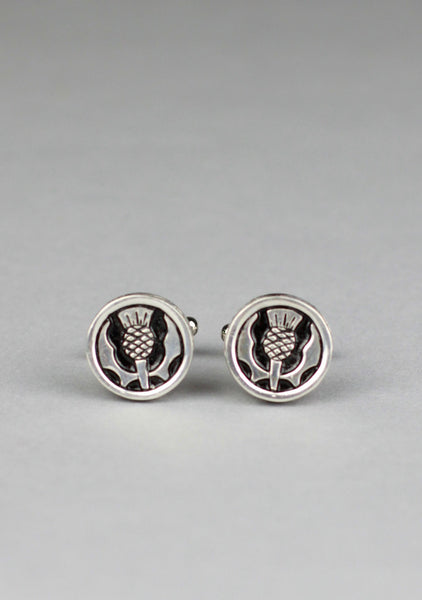 Round Thistle Design Pewter Cufflinks