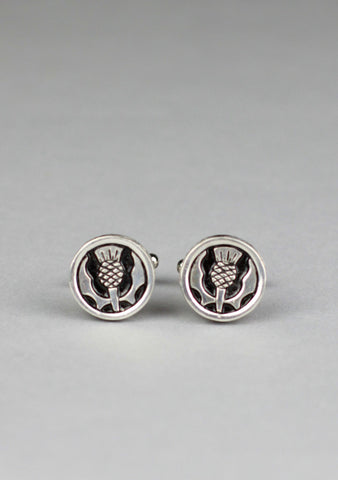 Round Thistle Design Pewter Cufflinks