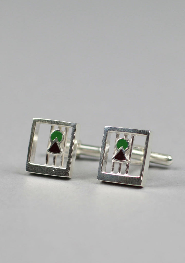 Striped Thistle Silver Cufflinks