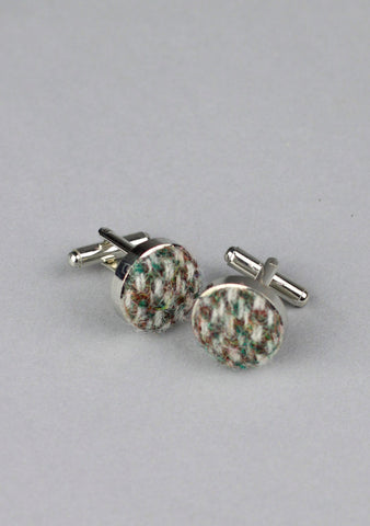 Green Harris Tweed Cufflinks