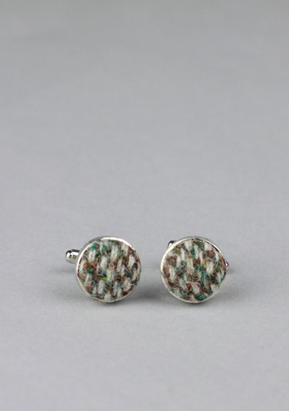 Green Harris Tweed Cufflinks