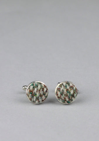 Green Harris Tweed Cufflinks