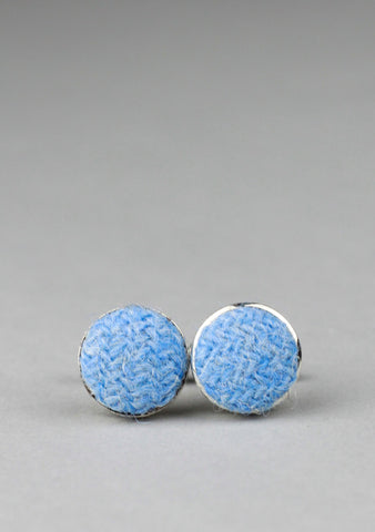 Bright Blue Harris Tweed Cufflinks