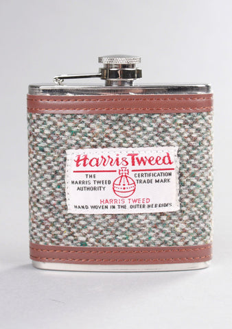 Contemporary Harris Tweed Hip Flask in Pebble
