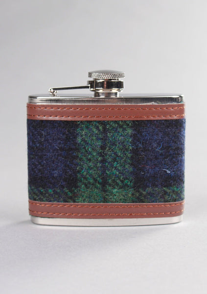 Contemporary Harris Tweed Hip Flask in Black Watch