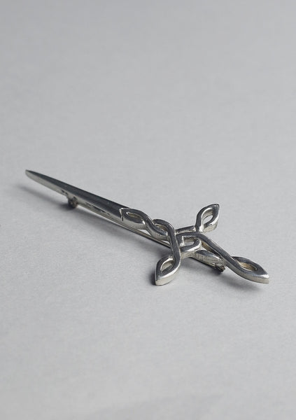 Basic Pewter Celtic Cross Sword Kilt Pin