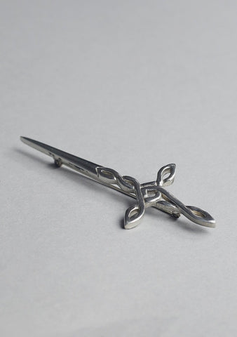 Basic Pewter Celtic Cross Sword Kilt Pin