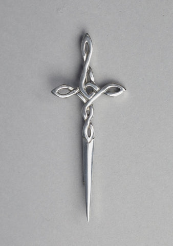 Basic Pewter Celtic Cross Sword Kilt Pin
