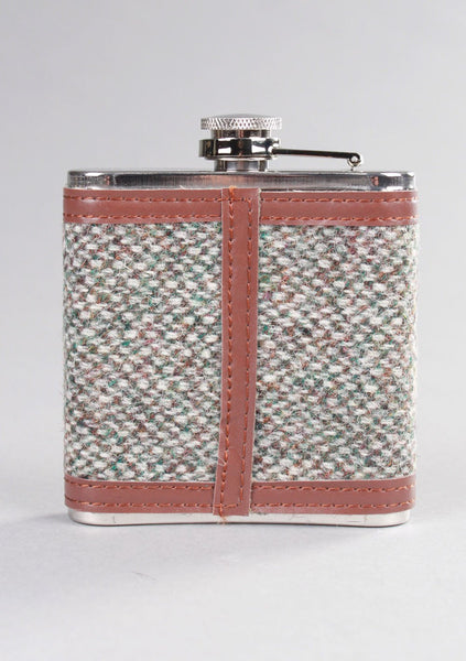 Contemporary Harris Tweed Hip Flask in Pebble
