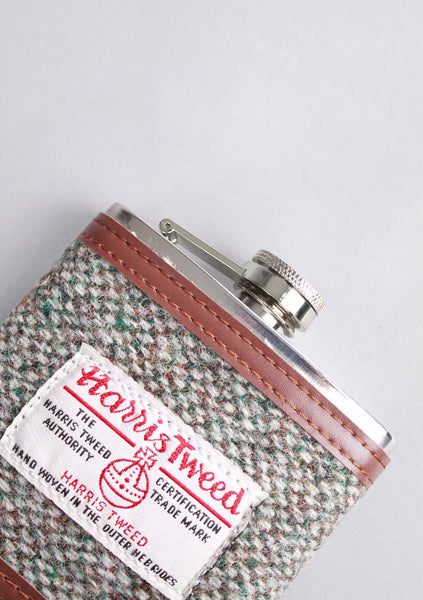Contemporary Harris Tweed Hip Flask in Pebble