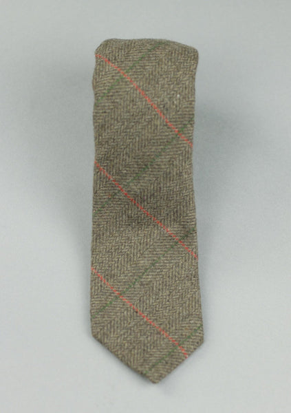 Slim Fit Brown Herringbone Neck Tie