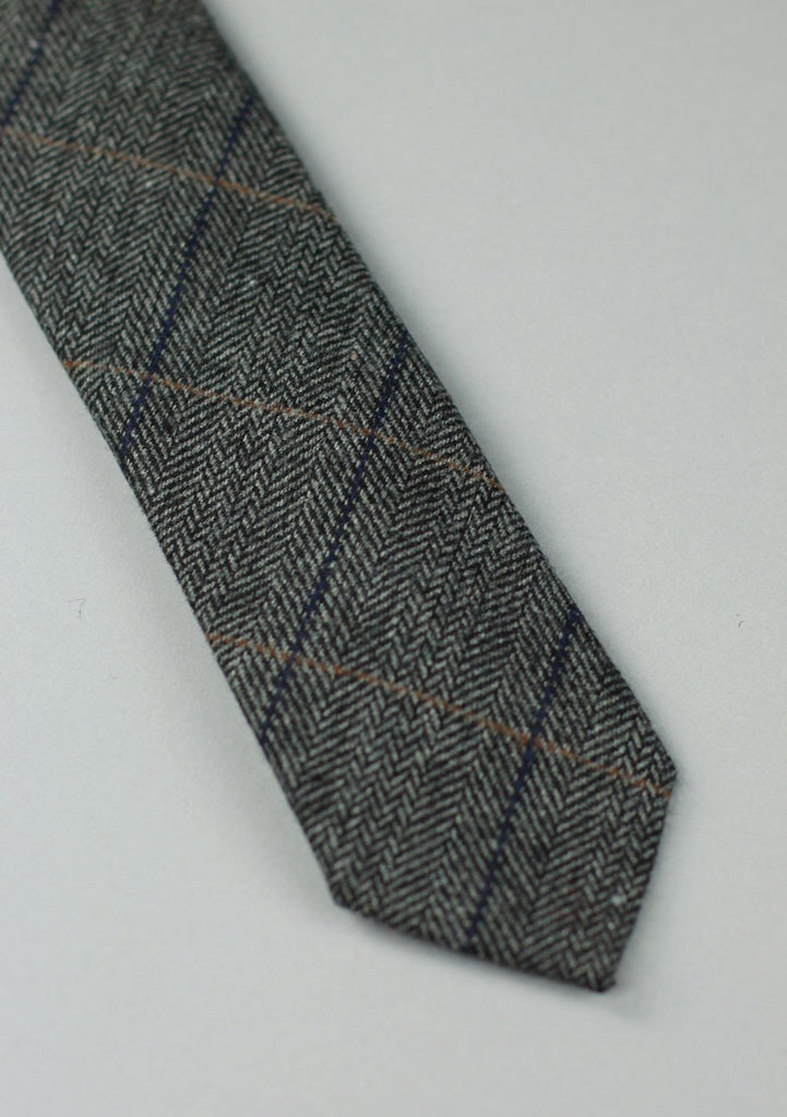 Slim Fit Grey Herringbone Neck Tie