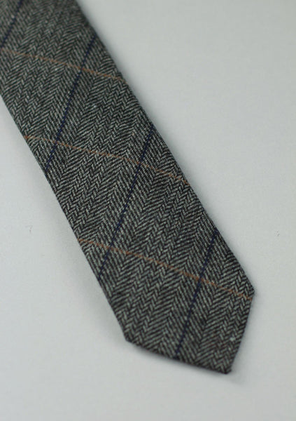 Slim Fit Grey Herringbone Neck Tie