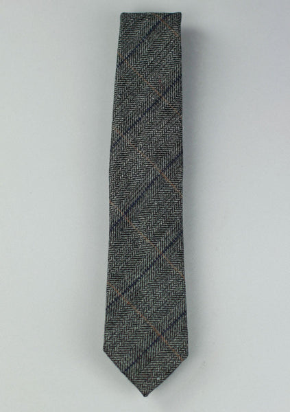 Slim Fit Grey Herringbone Neck Tie