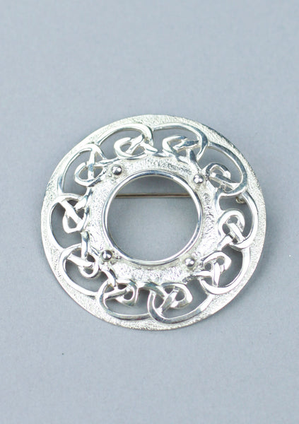 Silver Knotwork Plaid Brooch