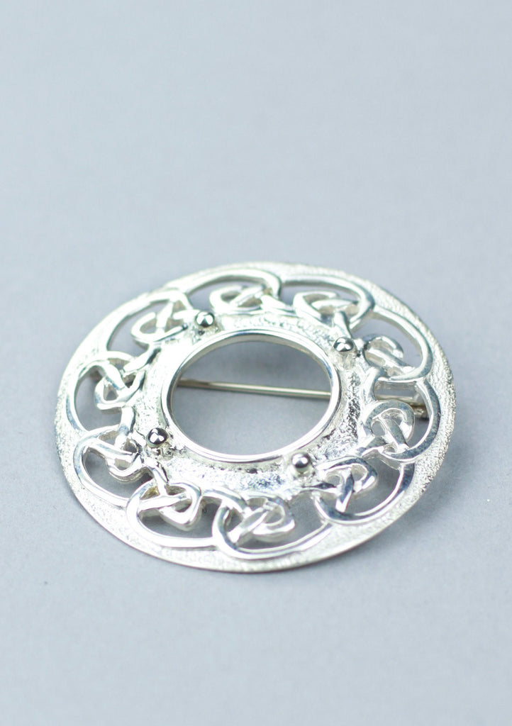 Silver Knotwork Plaid Brooch