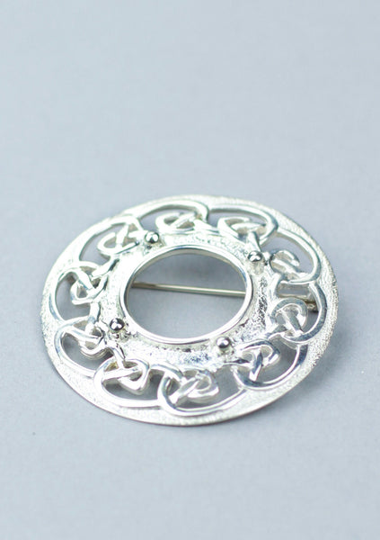 Silver Knotwork Plaid Brooch