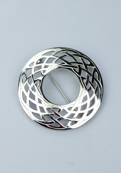 Silver Plated Celtic Plaid Brooch