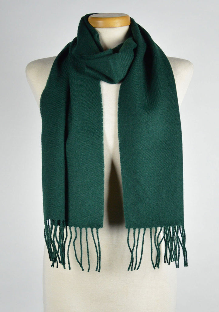 Scottish Lambswool Scarf in Plain Bottle Green