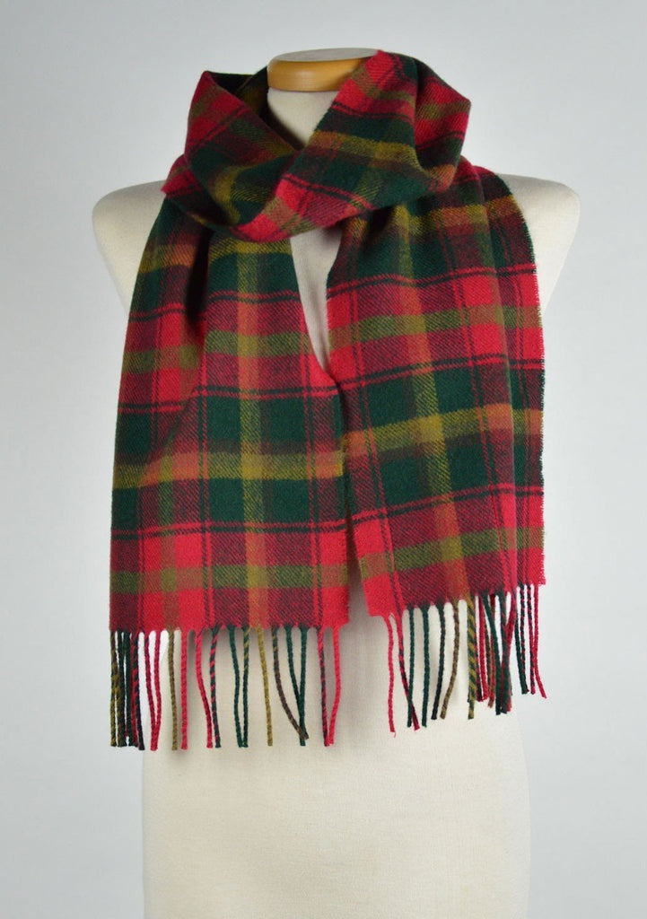 Scottish Lambswool Scarf in Dark Maple Tartan
