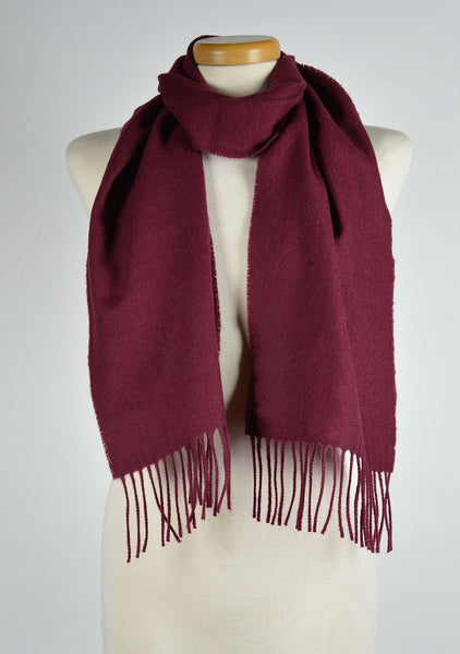 Scottish Lambswool Scarf in Plain Wine Red