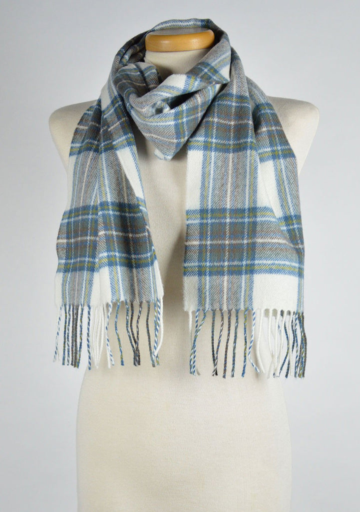 Scottish Lambswool Scarf in Stewart Blue Dress Tartan