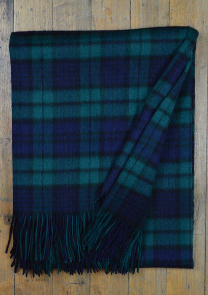 Cashmere Blanket in Black Watch Tartan