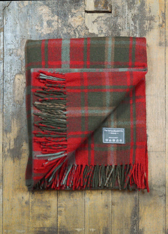 Recycled Wool Blanket in Dark Maple Tartan