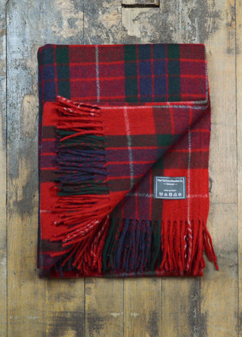 Recycled Wool Blanket in Fraser Red Tartan