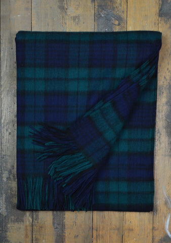 Lambswool Blanket in Black Watch Tartan