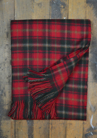 Lambswool Blanket in Dark Maple Tartan