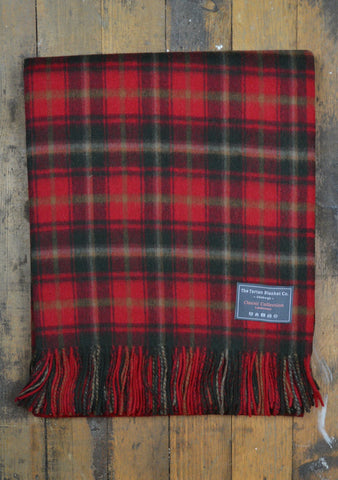 Lambswool Blanket in Dark Maple Tartan