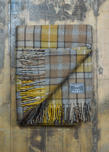 Recycled Wool Blanket in Natural Buchanan Tartan