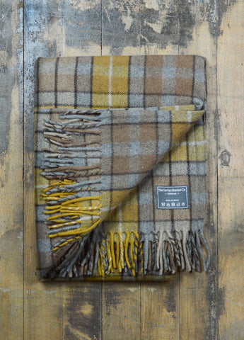 Recycled Wool Blanket in Natural Buchanan Tartan