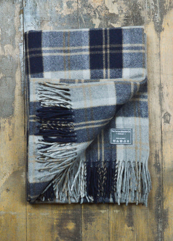 Recycled Wool Blanket in Bannockbane Silver Tartan