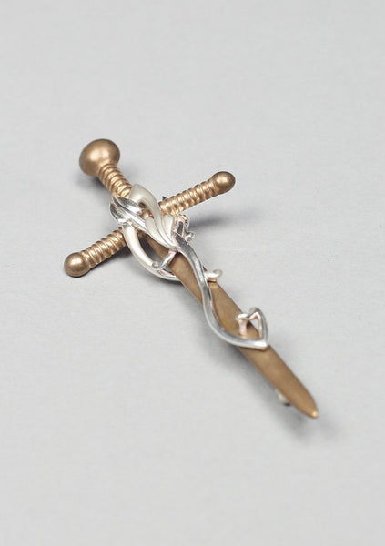 Luxury Bronze Sword and Leaves Silver Kilt Pin