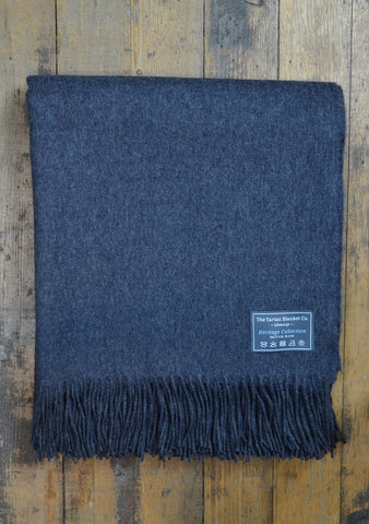 Scottish Lambswool Blanket in Charcoal Grey
